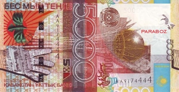 Kazakistan 5.000 KZT ön yüz