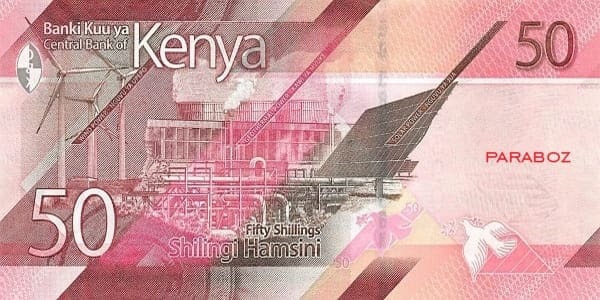 Kenya 50 KES arka yüz