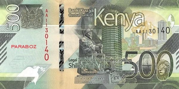 Kenya 500 KES ön yüz