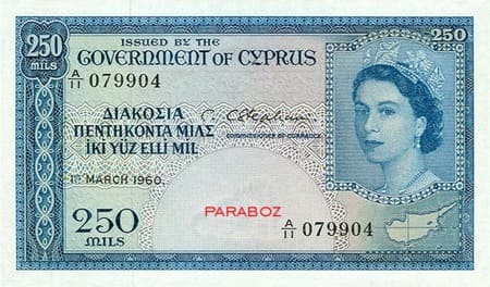 Kıbrıs Pound 25 CYP ön yüz