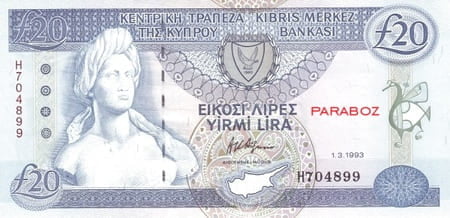 Kıbrıs Pound 20 CYP ön yüz