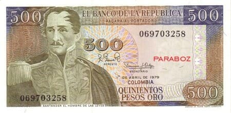 Kolombiya 500 COP ön yüz