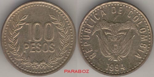 Kolombiya 100 COP ön yüz