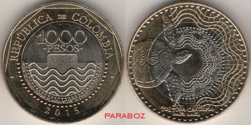 Kolombiya 1.000 COP ön yüz