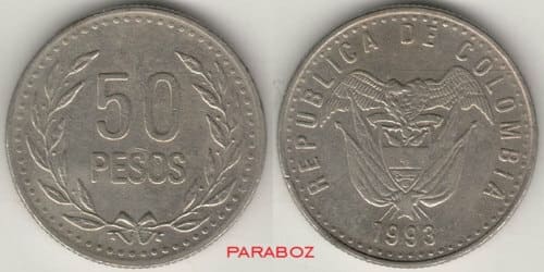 Kolombiya 50 COP ön yüz