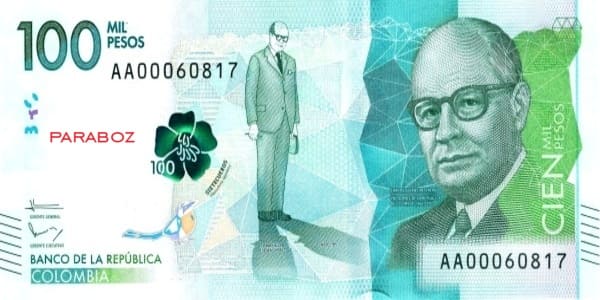 Kolombiya 100 CUP ön yüz