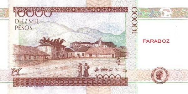 Kolombiya 10.000 CUP arka yüz