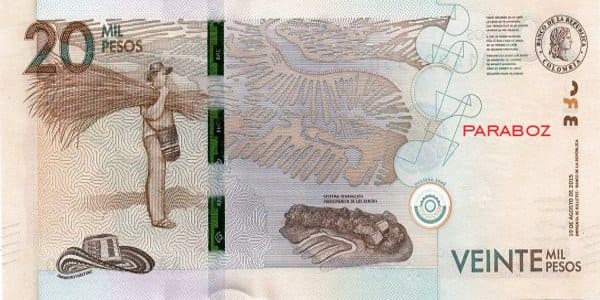 Kolombiya 20 CUP arka yüz