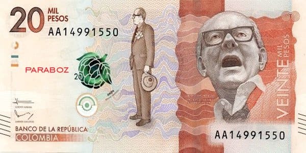 Kolombiya 20 CUP ön yüz
