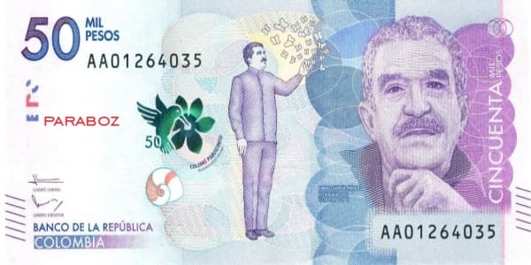 Kolombiya 50 CUP ön yüz