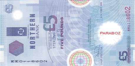 Kuzey İrlanda 5 GBP ön yüz
