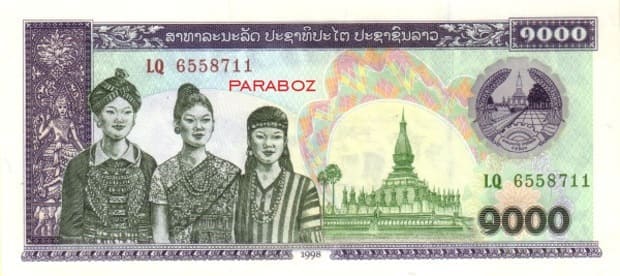 Laos 1.000 LAK ön yüz