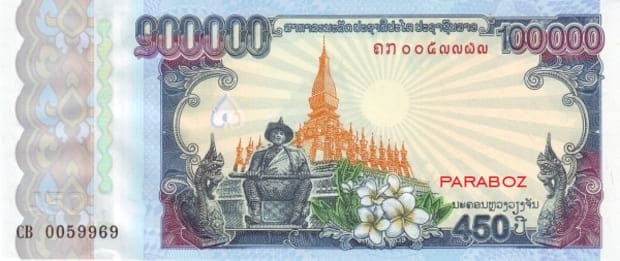 Laos 100.000 LAK ön yüz