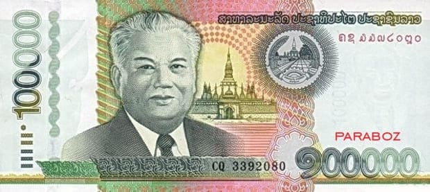 Laos 100.000 LAK ön yüz