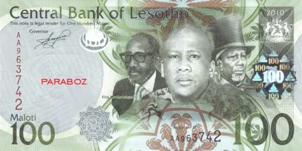 Lesotho 100 LSL ön yüz