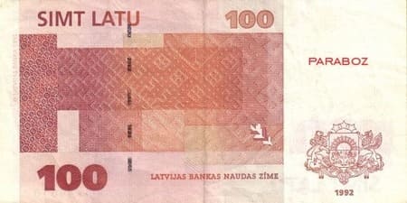 Letonya Latu 100 LVL arka yüz
