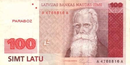 Letonya Latu 100 LVL ön yüz