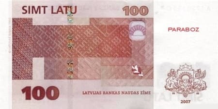Letonya Latu 100 LVL arka yüz