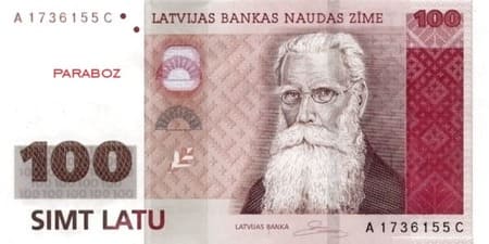 Letonya Latu 100 LVL ön yüz