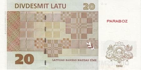 Letonya Latu 20 LVL arka yüz