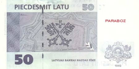 Letonya Latu 50 LVL arka yüz