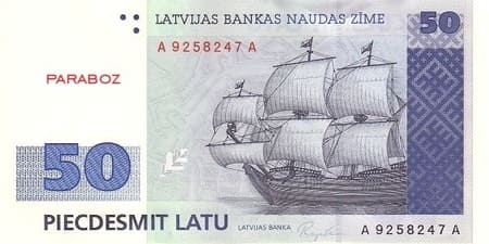 Letonya Latu 50 LVL ön yüz