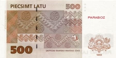 Letonya Latu 500 LVL arka yüz