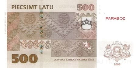 Letonya Latu 500 LVL arka yüz