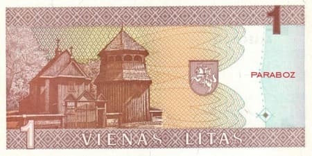 Litvanya Litų 1 LTL arka yüz
