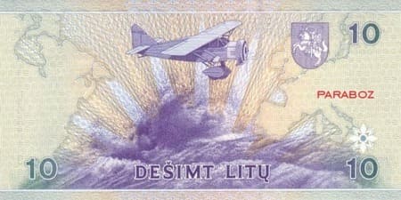 Litvanya Litų 10 LTL arka yüz