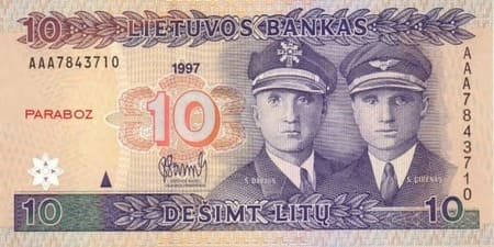 Litvanya Litų 10 LTL ön yüz