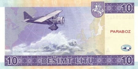Litvanya Litų 10 LTL arka yüz