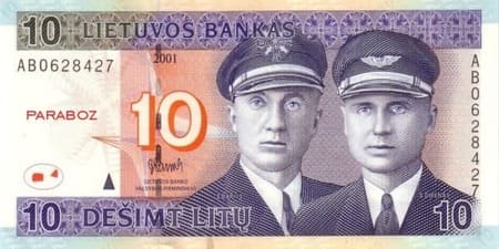 Litvanya Litų 10 LTL ön yüz
