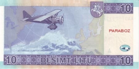 Litvanya Litų 10 LTL arka yüz