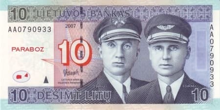 Litvanya Litų 10 LTL ön yüz