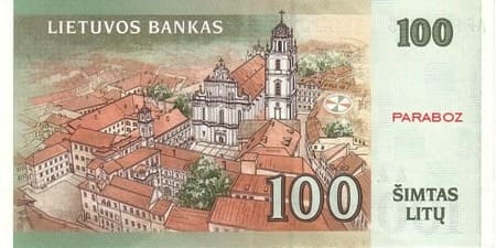 Litvanya Litų 100 LTL arka yüz