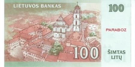 Litvanya Litų 100 LTL arka yüz