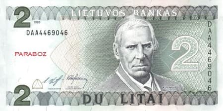 Litvanya Litų 2 LTL ön yüz