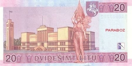 Litvanya Litų 20 LTL arka yüz