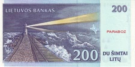 Litvanya Litų 200 LTL arka yüz