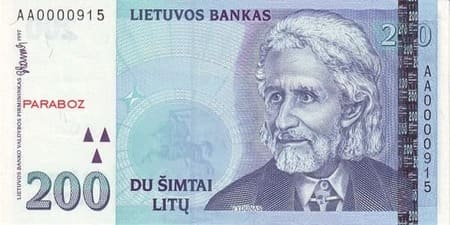 Litvanya Litų 200 LTL ön yüz