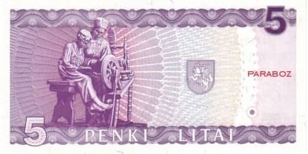 Litvanya Litų 5 LTL arka yüz