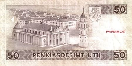 Litvanya Litų 50 LTL arka yüz