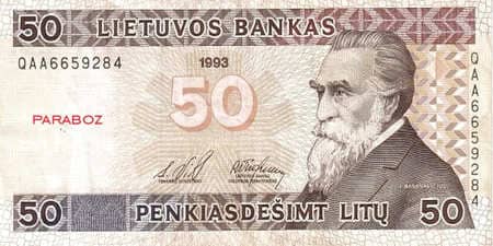 Litvanya Litų 50 LTL ön yüz