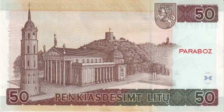 Litvanya Litų 50 LTL arka yüz