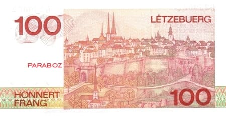 Luxemburg Frang 100 LUF arka yüz