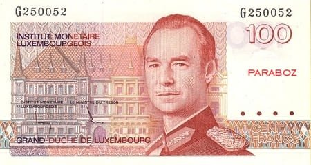 Luxemburg Frang 100 LUF ön yüz