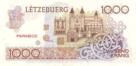 Luxemburg Frang 1.000 LUF arka yüz