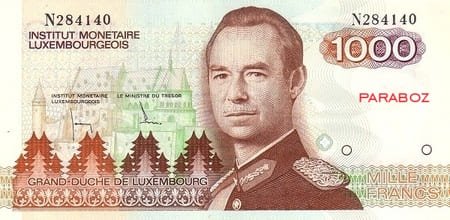 Luxemburg Frang 1.000 LUF ön yüz