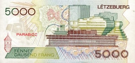 Luxemburg Frang 5.000 LUF arka yüz